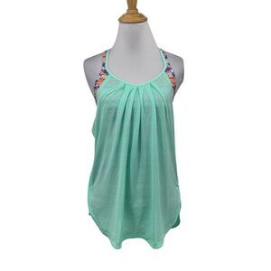 Ivivva Tank Top Girls 12 Mint Double Dutch Attach Sports Bra Pleated Activewear